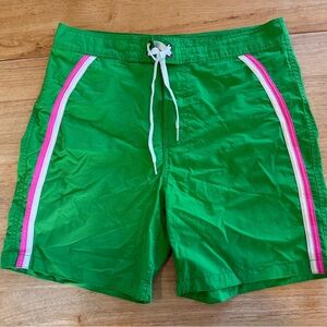 Classic Massimo Green Board Shorts with Pink & White Side Stripes